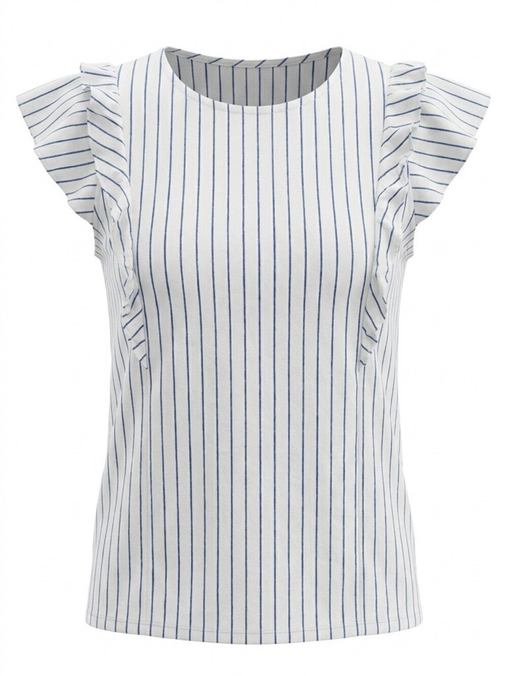 Old Navy White With Navy Stripes And Ruffle Detail Women's Cotton Tank Top M